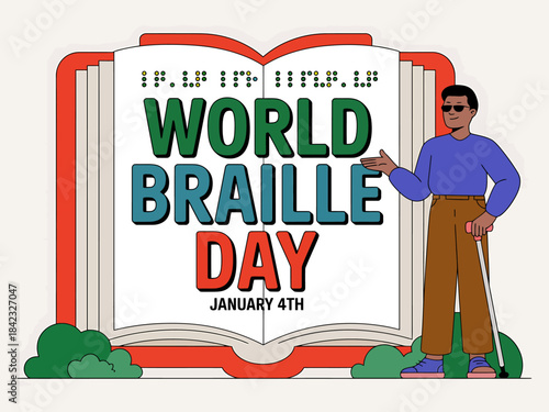 World Braille Day on 4th of January vector 