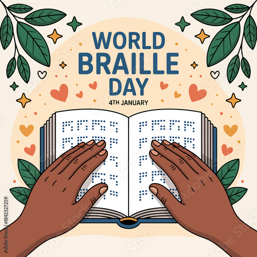 World Braille Day on 4th of January vector 