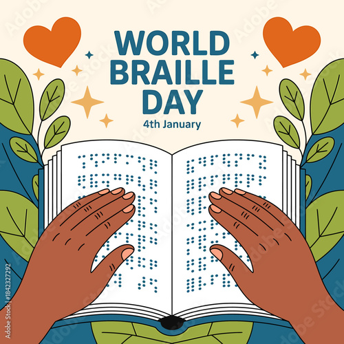 World Braille Day on 4th of January vector 