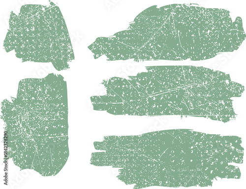 Grunge Paint Roller Set Handmade Eco . Organic Vector brush Strokes . Distressed banner . Green highlight markers. Paintbrush collection for ecology products . Dry border in Green. Bulge lines 