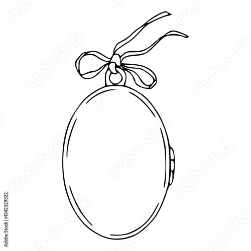 vintage oval locket pendant with ribbon bow vector illustration