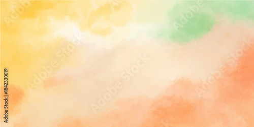 Abstract watercolor grunge background with vintage clouds on aged parchment paper texture featuring an antique brown and yellow paint design for an ancient retro art wallpaper