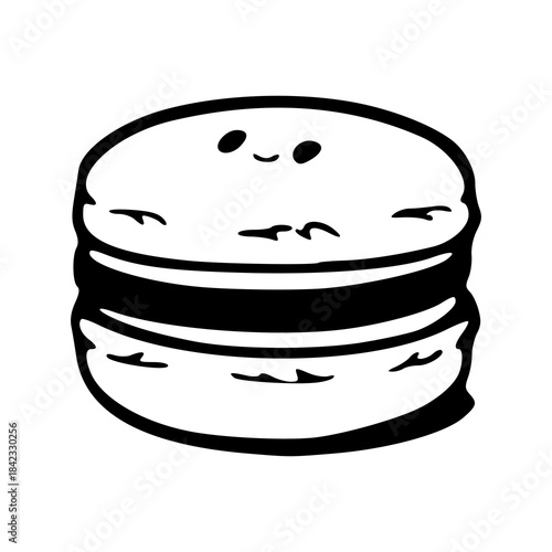 cute smiling macaron cookie sandwich outline