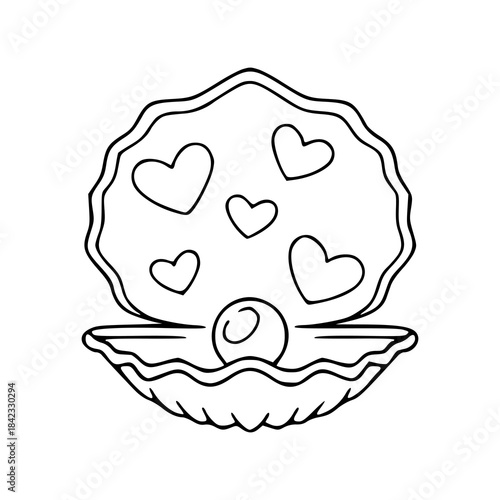 kawaii open clam shell doodle icon