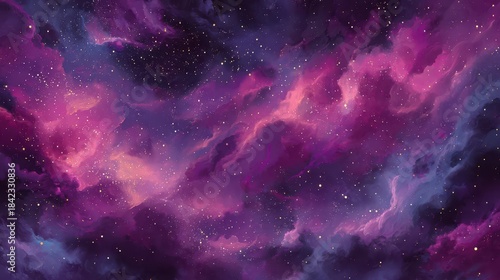 Ethereal magenta galaxy glow as a cosmic background of dust and light