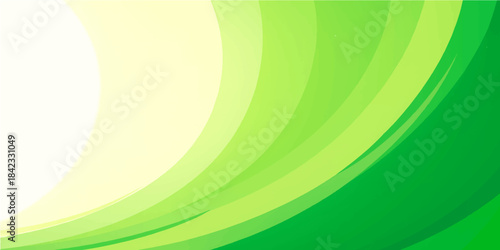 Dynamic abstract green background featuring bright light waves and flowing curves in a vector illustration style for a modern wallpaper backdrop