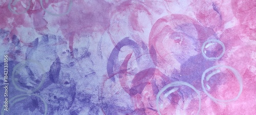 Colorful Abstract Pattern With Swirls and Circles in Shades of Pink and Purple on a Textured Background