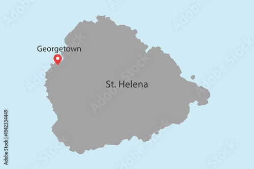 Vector graphic artwork suitable for print and web containing flat detailed map of ASCENSION ISLAND