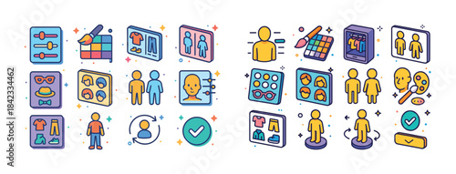 Colorful avatar customization icons with personalization element