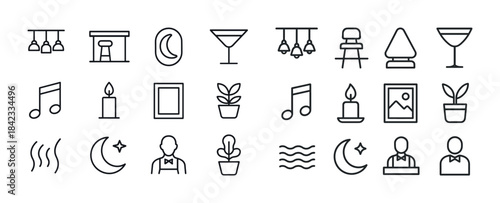 Set of minimalist line icons for home decor and lifestyle