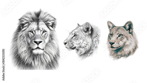 tiger and lion vector illustration