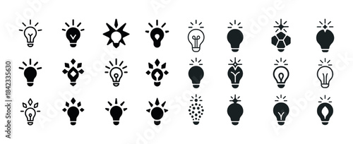 Creative light bulb icons in various styles and patterns
