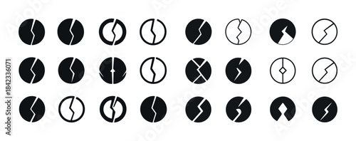 Abstract circle pattern set with various geometric divisions and