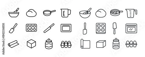 Simple baking icons collection for kitchen and cooking needs