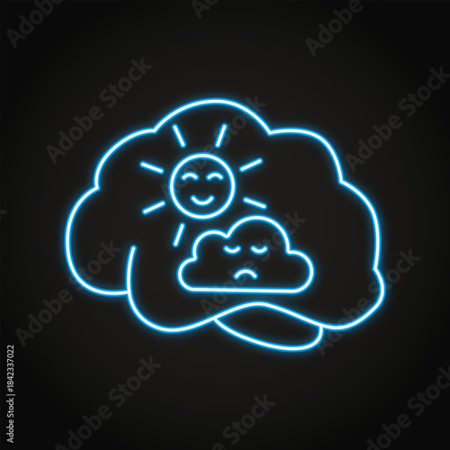 Bipolar disorder neon line icon