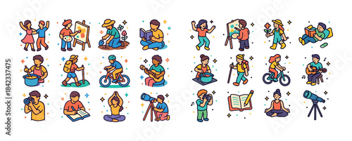 Diverse group engaged in various hobbies and activities