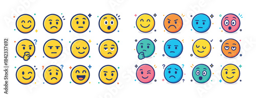 Colorful emoji expressions showcasing various emotions and react