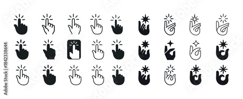 Diverse icon set of hand gestures indicating innovation and inte