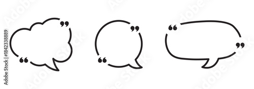Quote box frame, big set. Quote text in speech bubble. Quote box icon. Blank template quote text info design boxes quotation bubble blog quotes symbols.