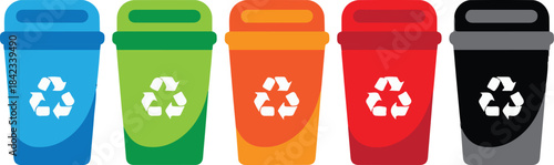 recycling icon vector set, dustbin icon trash bin icon, garbage can, recycle bin,