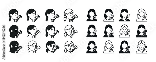 Set of makeup application icons: diverse styles and techniques