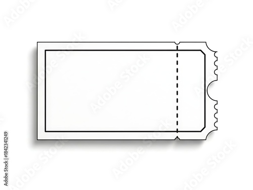 Blank ticket stub with perforated edge white black
