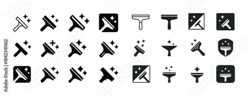 Assorted squeegee icons for cleaning and maintenance tasks