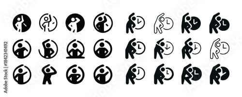 Dynamic dance figures set of black silhouettes in various poses