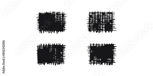 Creative vector illustration set of colorful digital paint splashes and artistic blots featuring a posh square pattern design element for alphabet letters and game icons