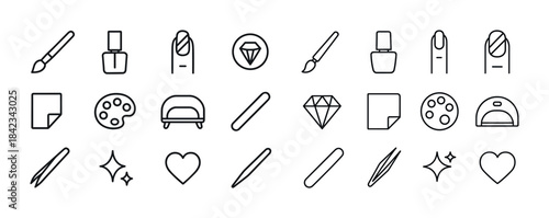 Minimalist nail art tools and icons for beauty and style enthusi