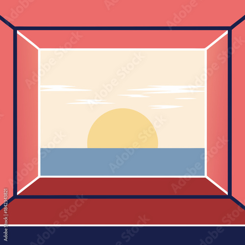 Stylized mountain shape integrating year elements vector illustration