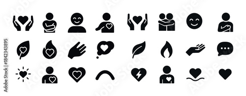 Heart and friendship symbols: diverse emoji set expressing love