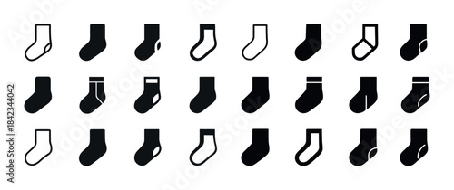 Collection of vector sock icons with various designs