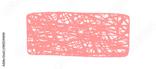 Pink chalk scribble rectangle quote frame with organic border style. Graphic label in sketch border as illustration for poster or card background. Creative and decorative element for modern use.