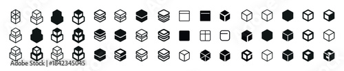 Geometric hexagon icons in various configurations and styles