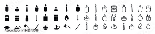 Collection of diverse candle symbols and icons