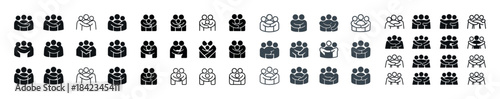 Diverse set of group icons representing unity and teamwork in va