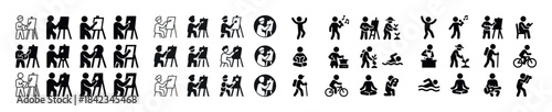 Collection of diverse pictograms depicting various activities an