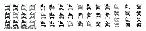 Diverse shopping cart icons in various styles and configurations