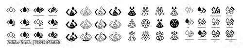 Abstract geometric icon set in black and white with diverse desi