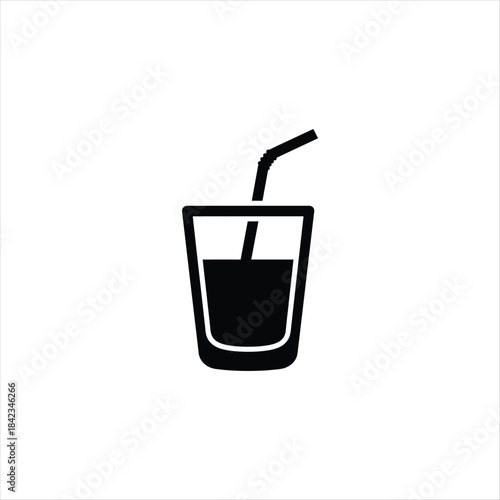 Drink glass with straw icon for beverages and refreshments