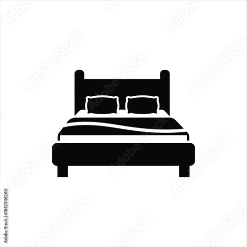 Double bed hotel accommodation bedroom icon symbol