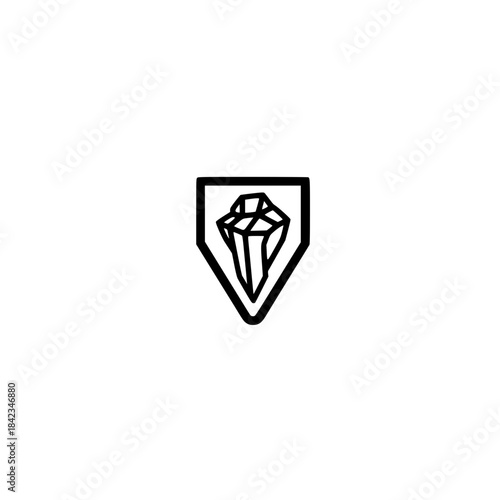 Shield icon with cracked earth texture symbolizing environmental protection and natural disaster concept