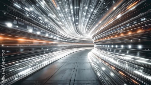 Futuristic Light Tunnel With Dynamic Streaks and High-Speed Motion