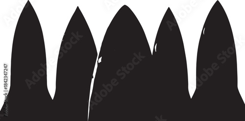 Airplane Nose Cone and Cockpit Section Black Silhouettes