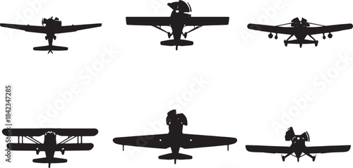 Airplanes Flying in Formation Black Silhouettes for Teamwork