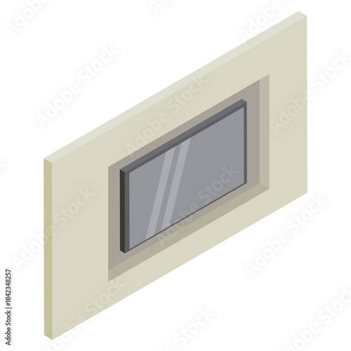 アイソメトリックな壁に埋め込みタイプのテレビの設置のイメージイラスト素材