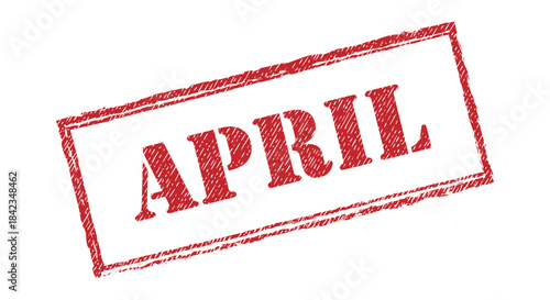April monthly calendar date red grunge rubber stamp vector illustration season period isolated white background