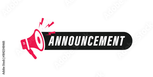 Important announcement banner notification label graphic design template megaphone icon alert vector