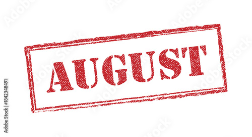 August calendar month red grunge rubber stamp vector illustration date season summer period isolated white